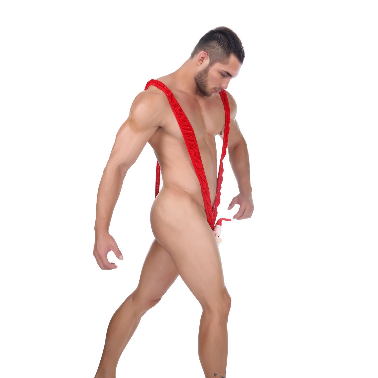 Image of Men’s Santa Claus underwear V-shaped one-piece thong European and American New Year’s party performance dress up erotic